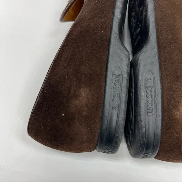 A.TESTONI Brown Suede Slip On Loafers Men’s Size 9 - Picture 9 of 13
